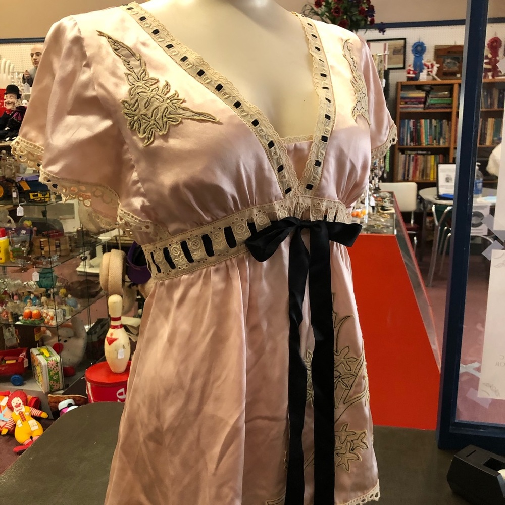 Nanette Lepore Pale Pink Silk Top with Appliqués